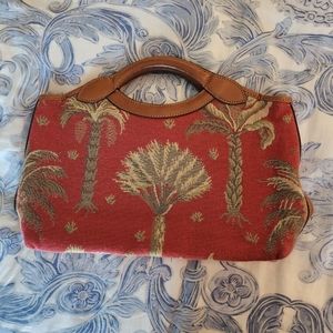 Tommy Bahama 90s Red Palm Tapestry Bag